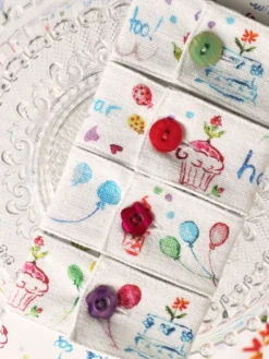 Happy Birthday Watercolor Napkin Ring Set of 4 - Multi