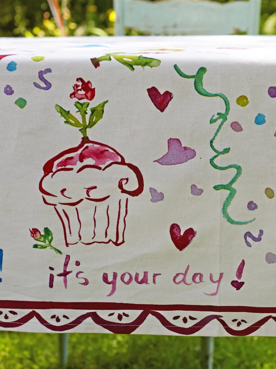 Happy Birthday Watercolor Tablecloth