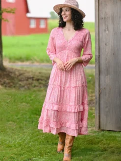 Heather Pleated Dress - Pink