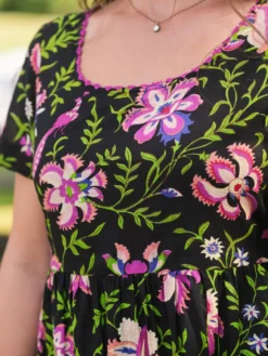 Kalamkari Tea Dress - Black