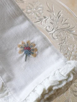 Love Note Embroidered Napkin Set of 2 - Ecru