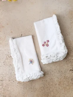 Love Note Embroidered Napkin Set of 2 - Ecru