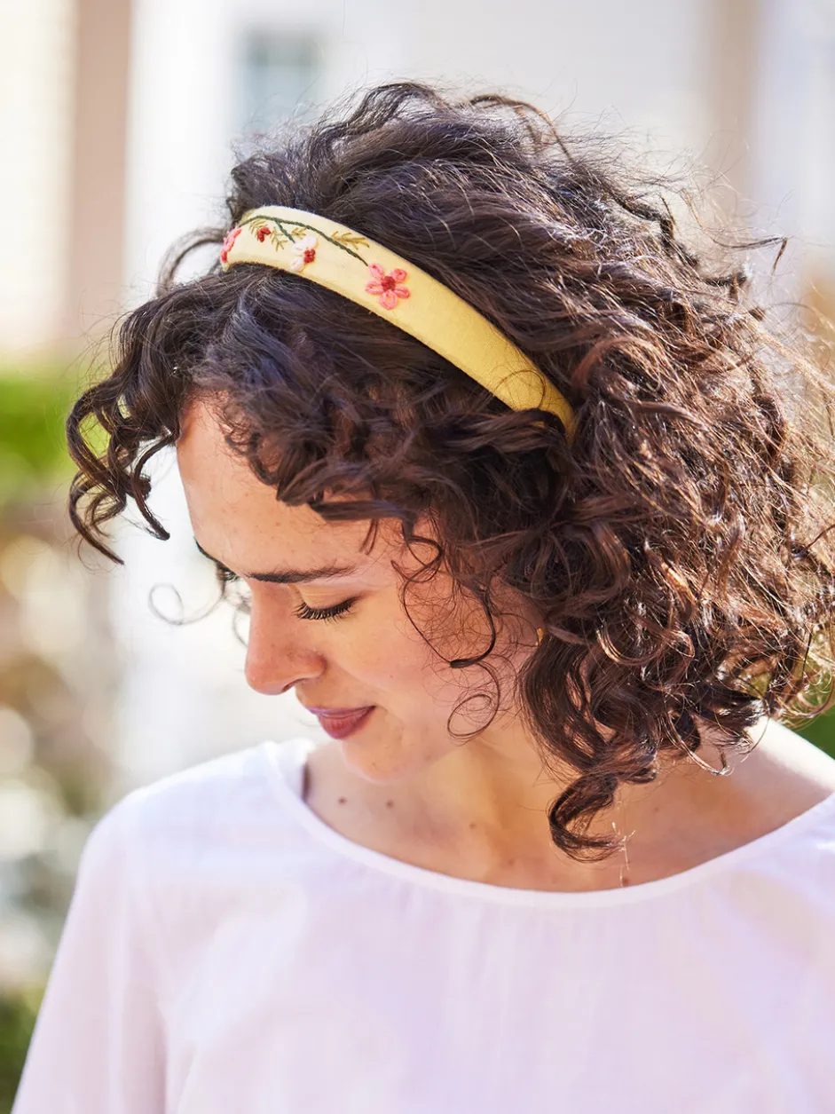 Meadow Embroidered Headband - Yellow