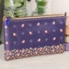 Meadow Flowers Leather Pouch - Blue