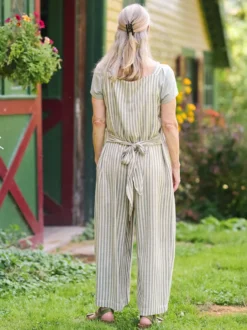 Meadow Stripe Jumpsuit - Sage