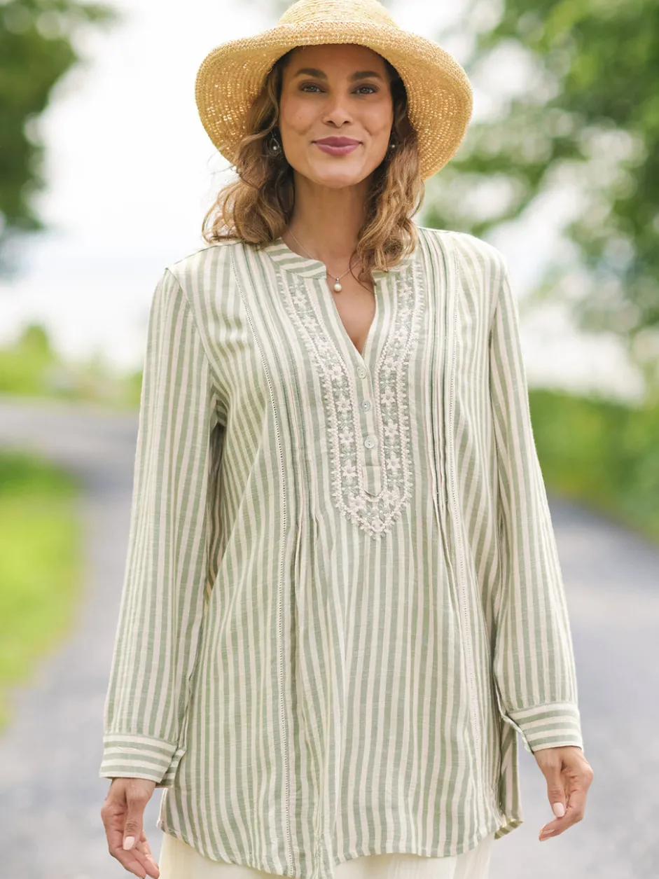 Meadow Stripe Tunic - Sage