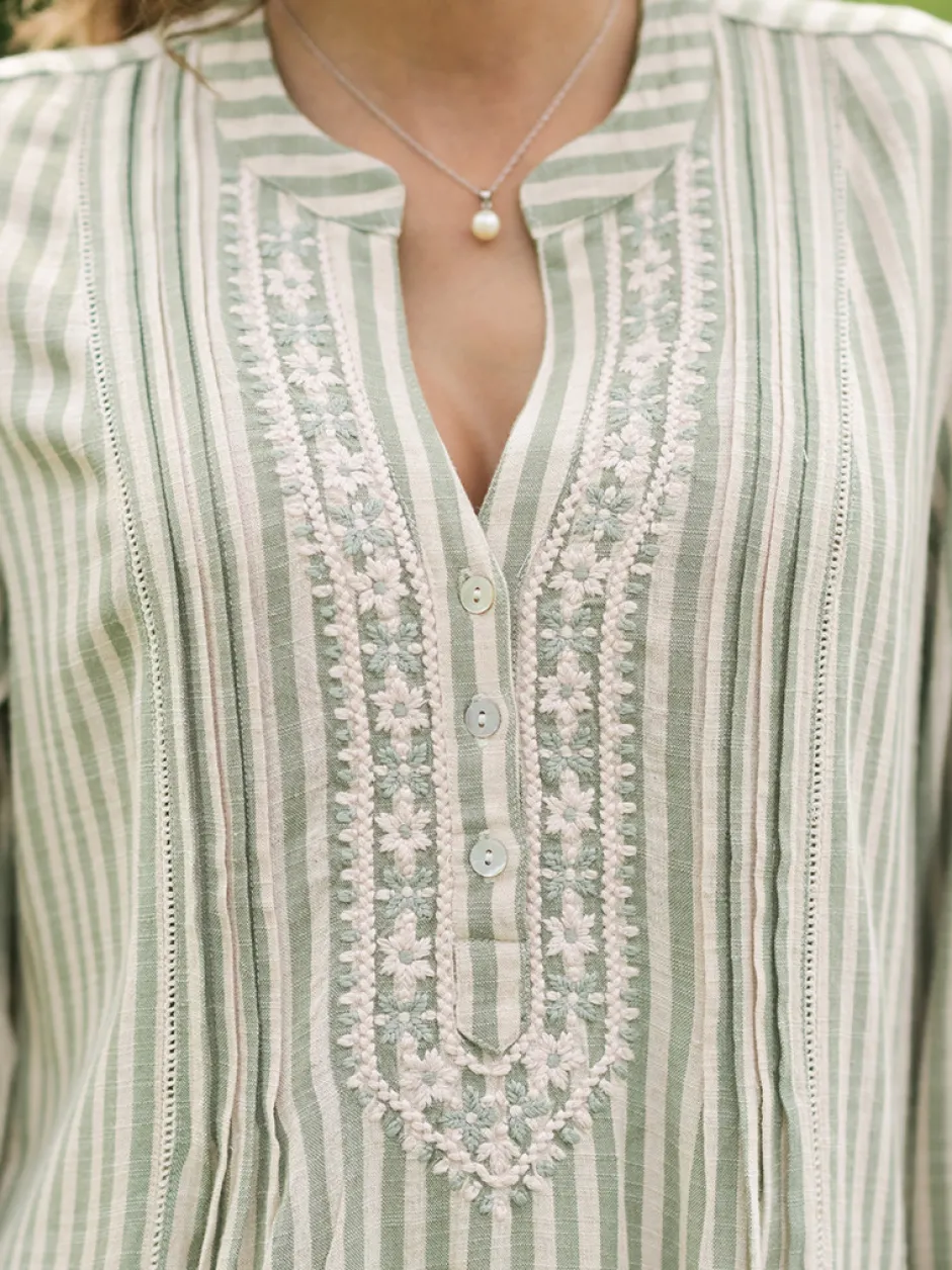 Meadow Stripe Tunic - Sage