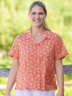 Papillon Blouse - Coral