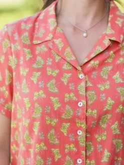 Papillon Blouse - Coral