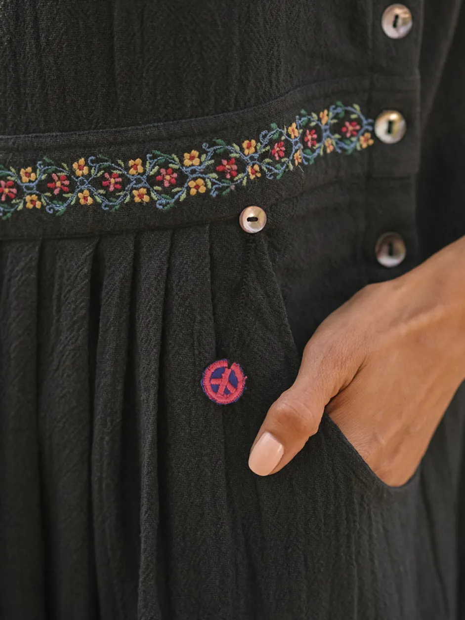Peaceful Pinafore Dress - Black