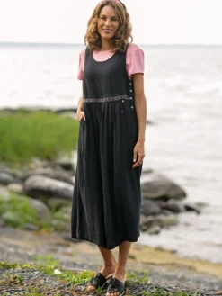 Peaceful Pinafore Dress - Black
