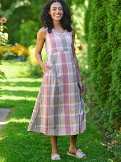Quiet Morning Plaid Dress - Amethyst