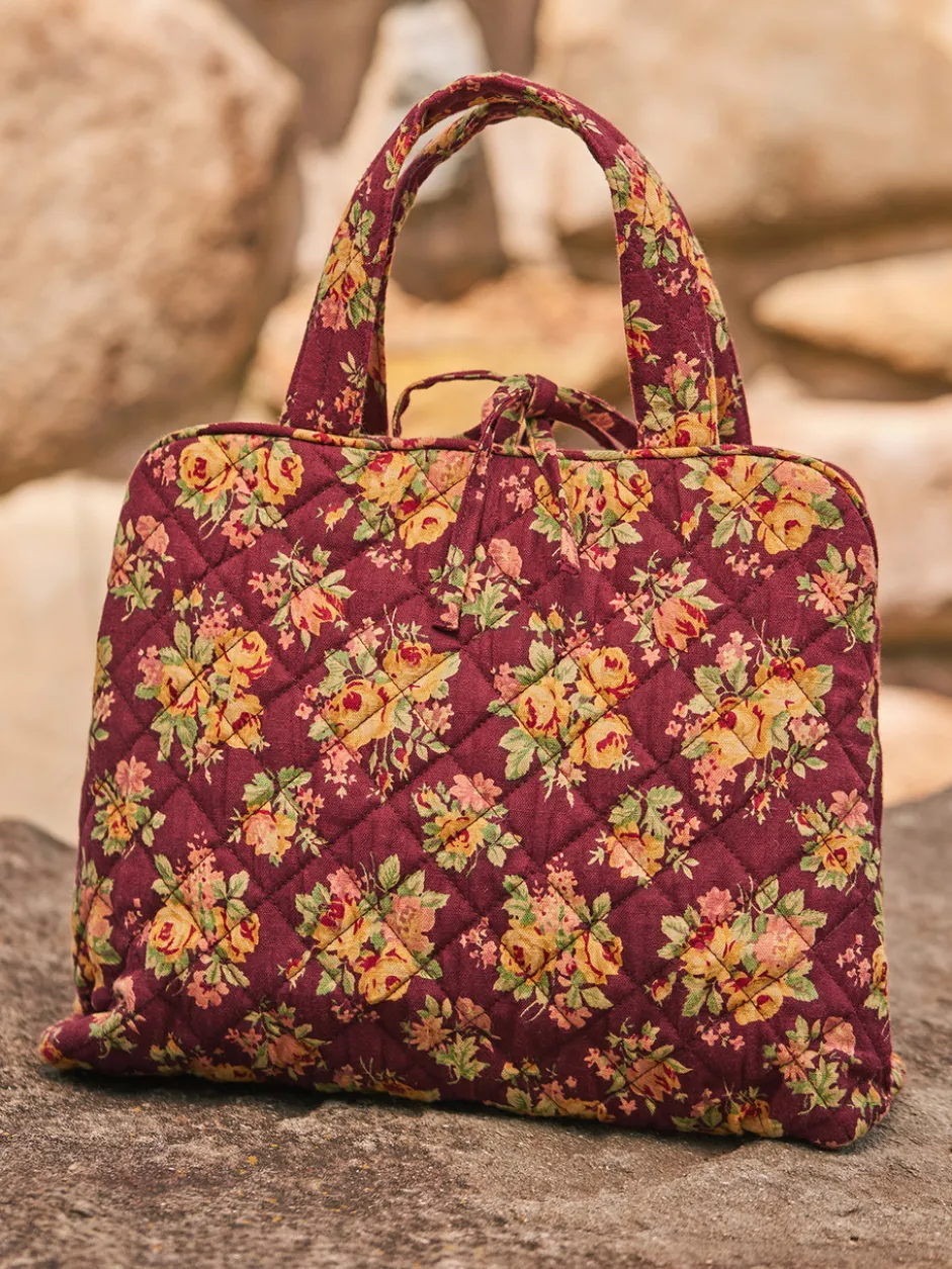 Quilted Makeup Bag - Elizabeth Garden Eggplant