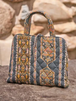 Quilted Makeup Bag - Peru Dark Grey