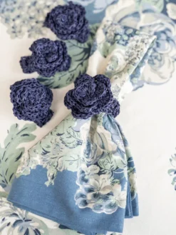 Raffia Napkin Ring Set of 4 - Navy