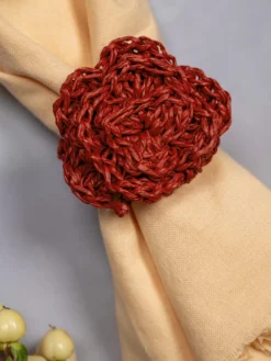 Raffia Napkin Ring Set of 4 - Rust