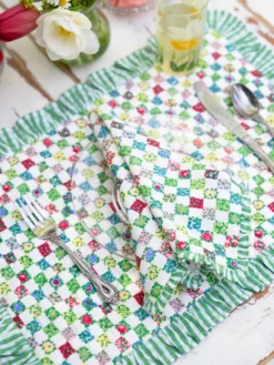 Rebecca Ruffle Quilted Placemat Set of 2 - Multi