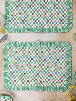 Rebecca Ruffle Quilted Placemat Set of 2 - Multi