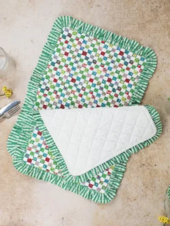 Rebecca Ruffle Quilted Placemat Set of 2 - Multi