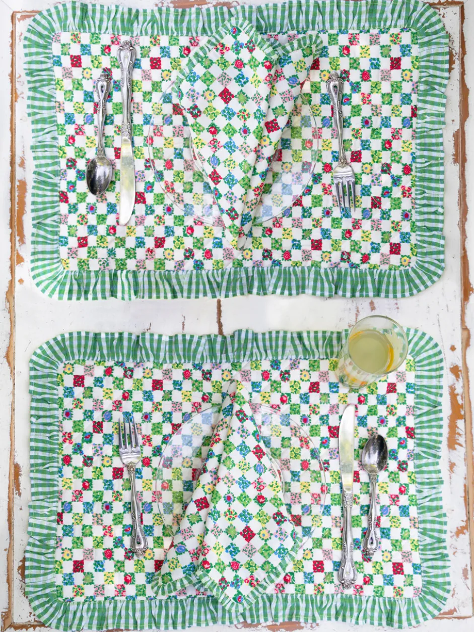 Rebecca Ruffle Quilted Placemat Set of 2 - Multi