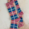 Retro Plaid Crew Sock - Mauve