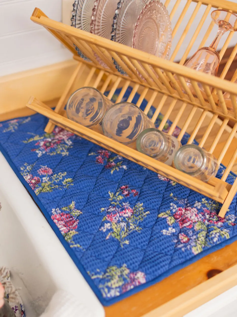 Russian Chintz Drying Mat - Blue