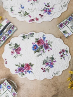 Russian Chintz Quilted Placemat Set of 4 - Ivory