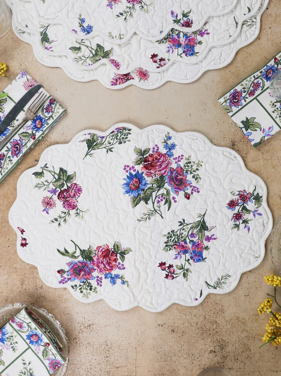Russian Chintz Quilted Placemat Set of 4 - Ivory