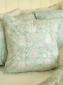 Sadie Block Print Cushion Cover - Sage