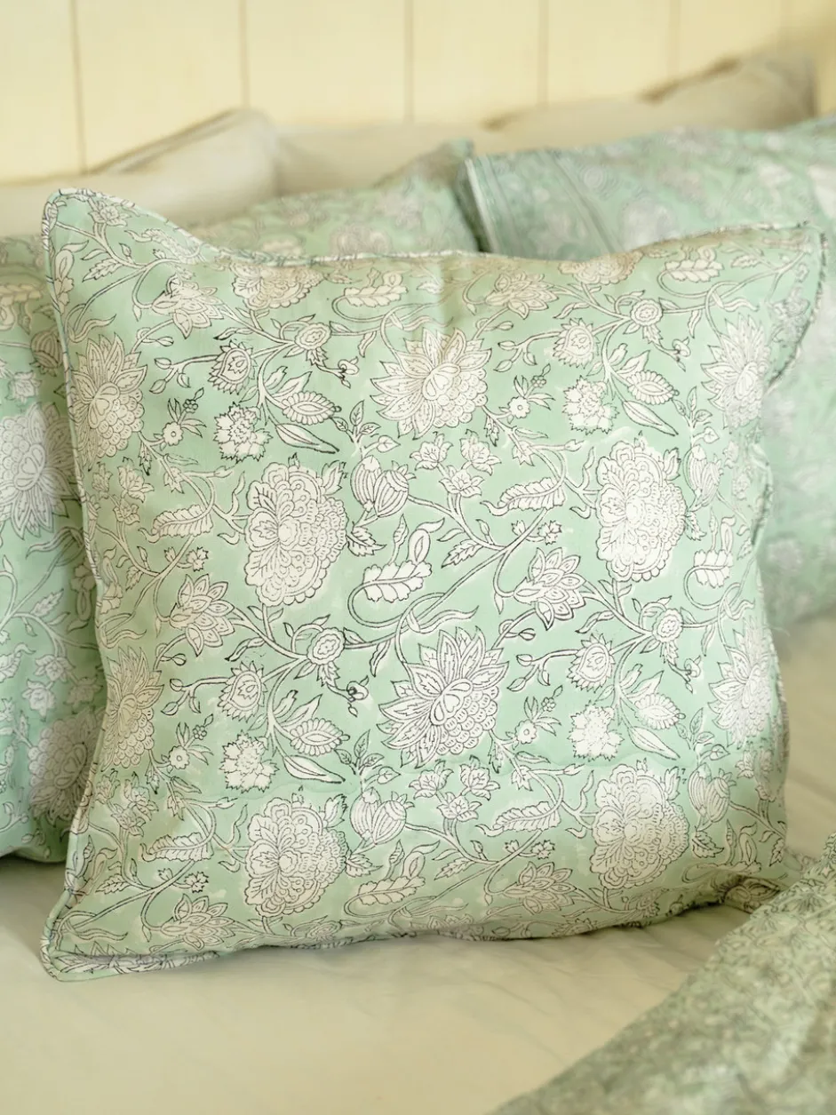 Sadie Block Print Cushion Cover - Sage