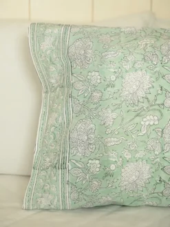 Sadie Block Print Pillowcase - Sage