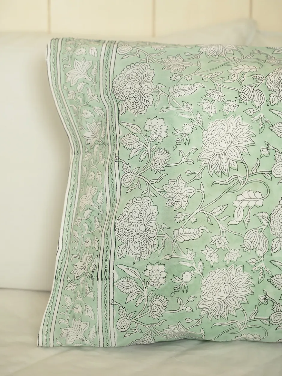 Sadie Block Print Pillowcase - Sage