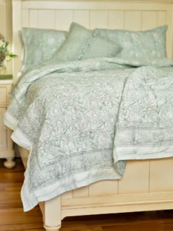 Sadie Block Print Quilt - Sage