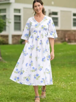 Scotia Dress - White Blue