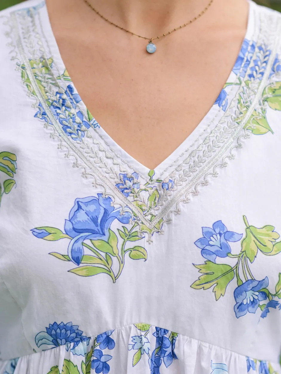 Scotia Dress - White Blue