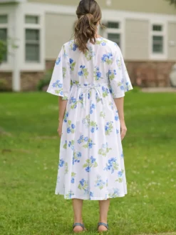 Scotia Dress - White Blue