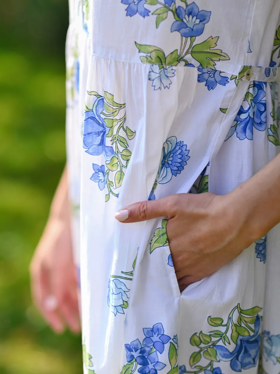 Scotia Prairie Dress - White Blue