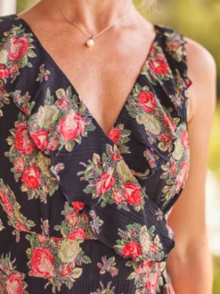 Spanish Rose Faux Wrap Dress