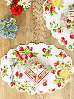 Strawberry Basket Quilted Placemat Set of 4 - White