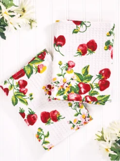 Strawberry Basket Tea Towel Set of 2