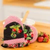 Strawberry Patchwork Mini Mitt Set of 2 - Black