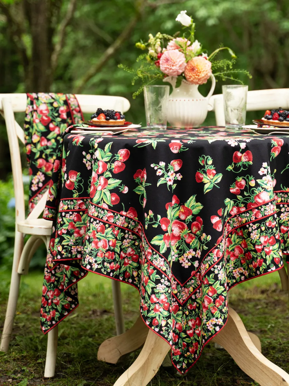 Strawberry Tablecloth - Black