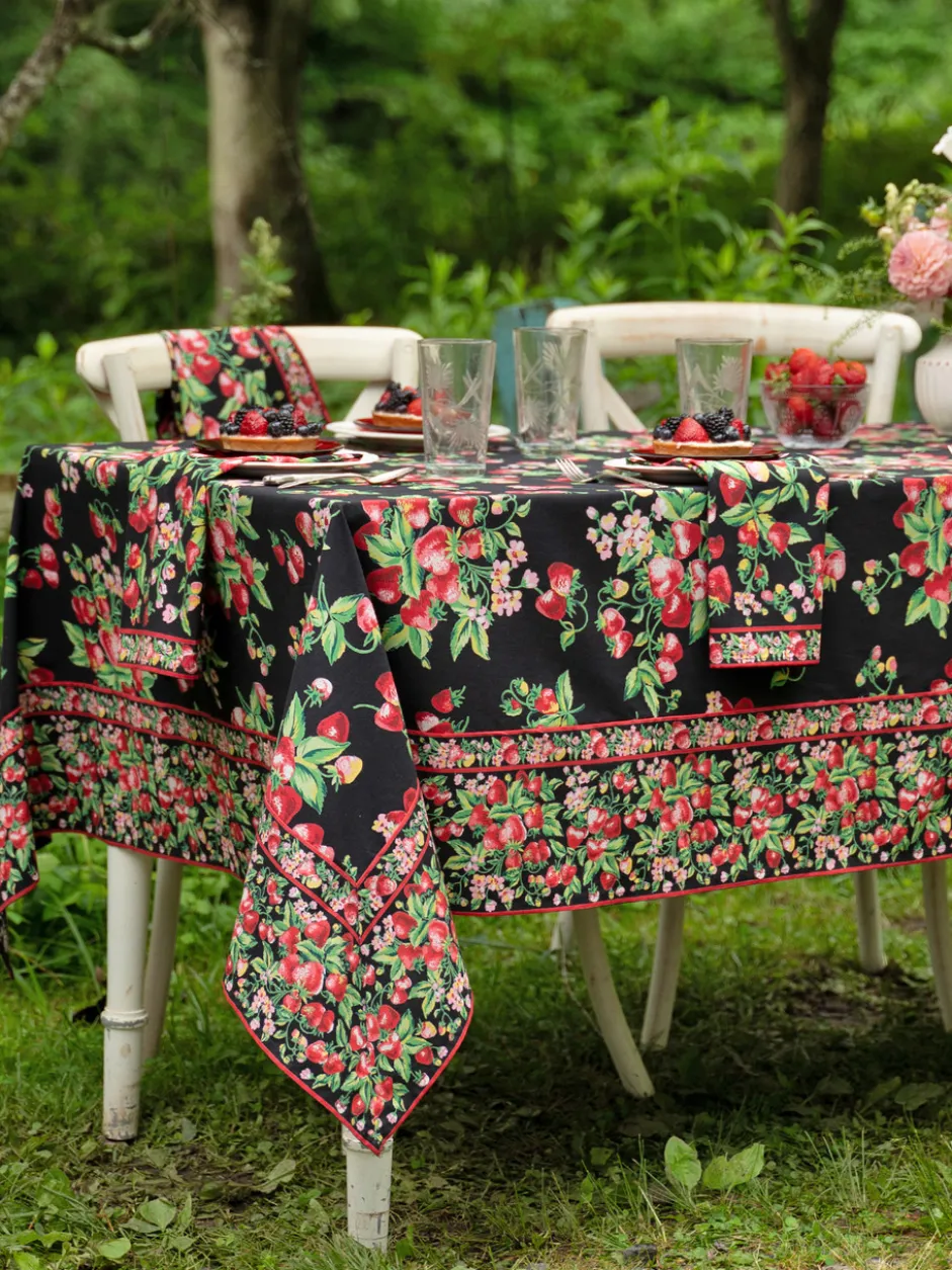 Strawberry Tablecloth - Black