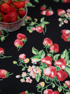 Strawberry Tablecloth - Black