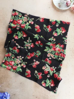 Strawberry Tea Towel Set of 2 - Black