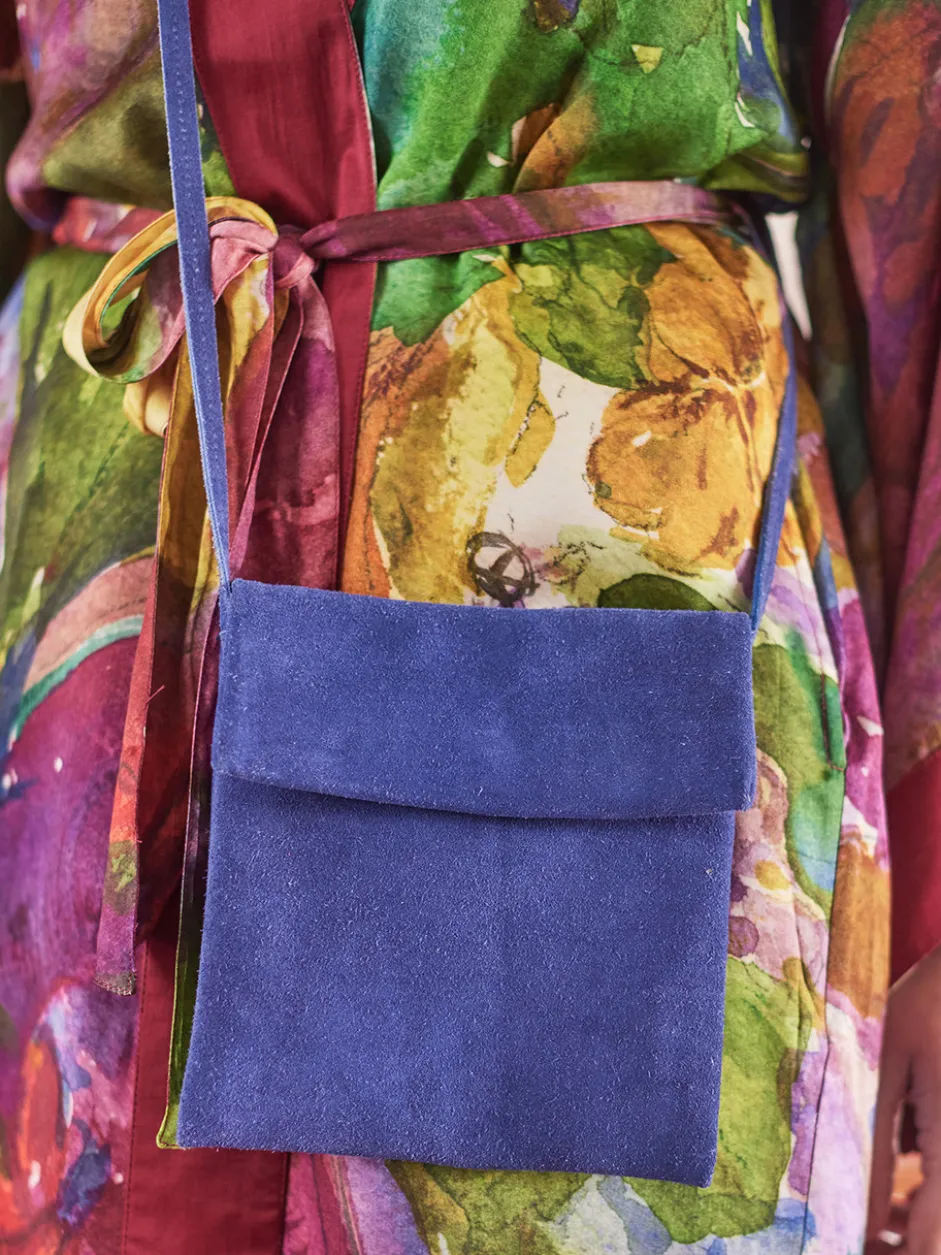 Suede Crossbody Bag - Suede Blue