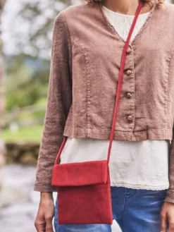 Suede Crossbody Bag - Suede Red