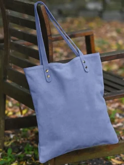 Suede Tote Bag - Perwinkle