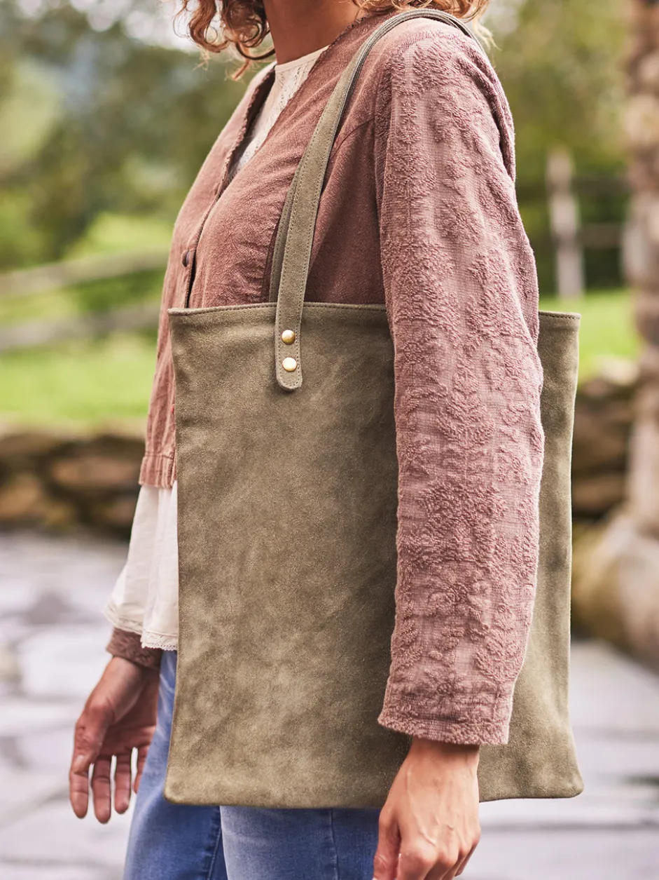 Suede Tote Bag - Suede Olive