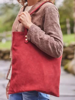 Suede Tote Bag - Suede Red